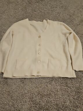 George Ivory Button-Up V-Neck Cardigan